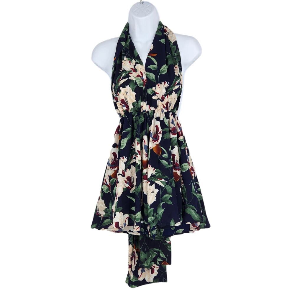 Lulus Elated Energy Midnight Blue Tropical Print Convertible Romper Size XL - Picture 5 of 10